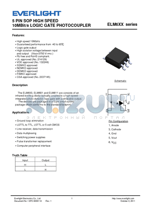 M600 datasheet - 5 PIN SOP HIGH SPEED