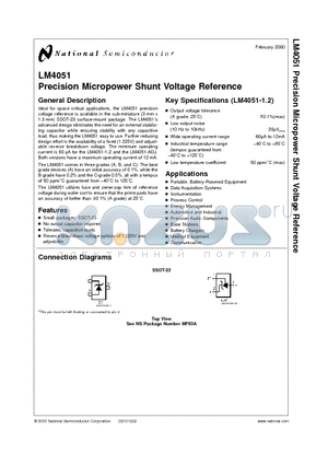 LM4051BIM3-1.2 datasheet - Precision Micropower Shunt Voltage Reference