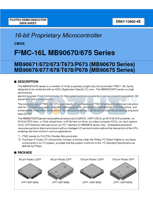 MB90P673 datasheet - 16-bit Proprietary Microcontroller