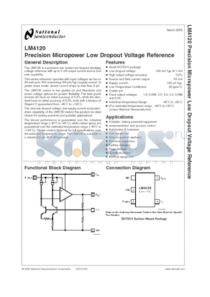 LM4120AIM5-2.0 datasheet - Precision Micropower Low Dropout Voltage Reference