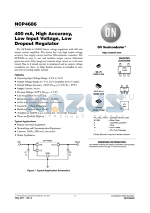 NCP4686DSN08T1G datasheet - 400 mA, High Accuracy, Low Input Voltage, Low Dropout Regulator