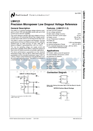 LM4121AIM5-1.2 datasheet - Precision Micropower Low Dropout Voltage Reference