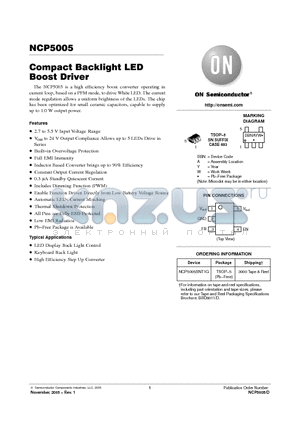 NCP5005 datasheet - Compact Backlight LED Boost Driver