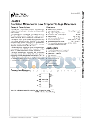 LM4125 datasheet - Precision Micropower Low Dropout Voltage Reference