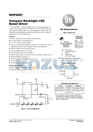 NCP5007 datasheet - Compact Backlight LED Boost Driver