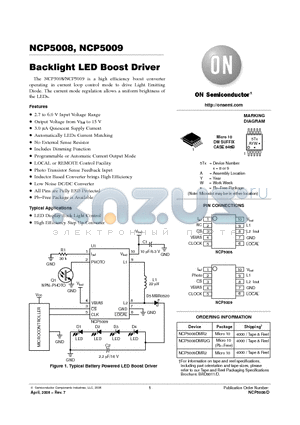 NCP5008_06 datasheet - Backlight LED Boost Driver