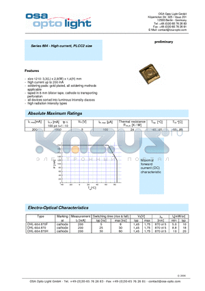 OHL-604870F datasheet - Series 604 - High current, PLCC2 size