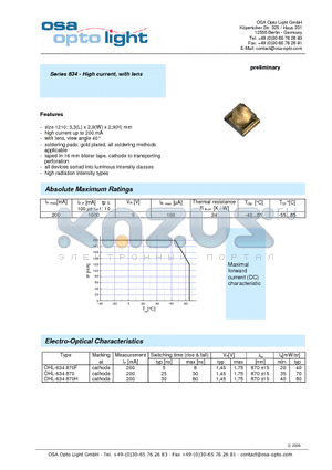 OHL-634870F-X-T datasheet - Series 634 - High current, with lens