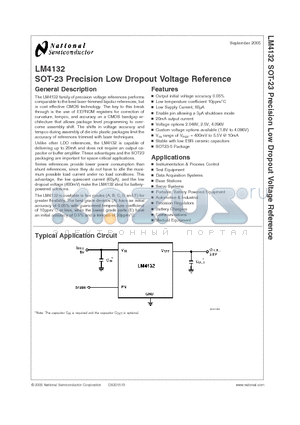LM4132AMFX-2.5 datasheet - SOT-23 Precision Low Dropout Voltage Reference