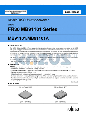 MB91101APFV datasheet - 32-bit RISC Microcontroller CMOS