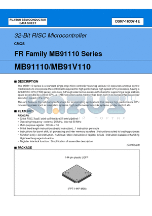 MB91110 datasheet - 32-Bit RISC Microcontroller