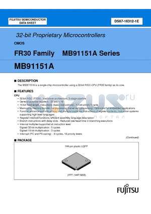 MB91151A datasheet - 32-bit Proprietary Microcontrollers