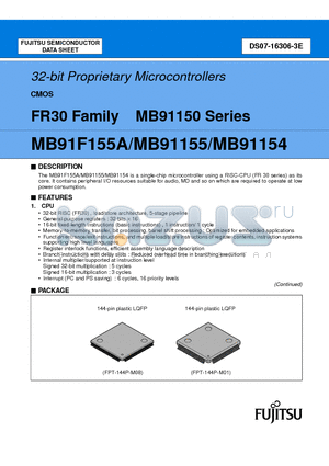 MB91155PFV-G datasheet - 32-bit Proprietary Microcontrollers