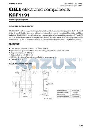 KGF1191 datasheet - Small-Signal Amplifier