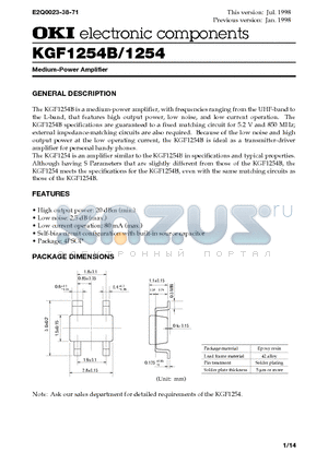 KGF1254B datasheet - Medium-Power Amplifier