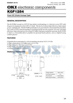 KGF1284 datasheet - Power FET (Plastic Package Type)