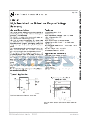 LM4140ACMX-1.0 datasheet - High Precision Low Noise Low Dropout Voltage
