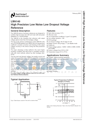 LM4140BCM-2.0 datasheet - High Precision Low Noise Low Dropout Voltage