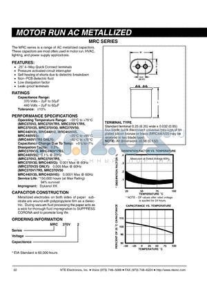 MRC370V20 datasheet - MOTOR RUN AC METALLIZED