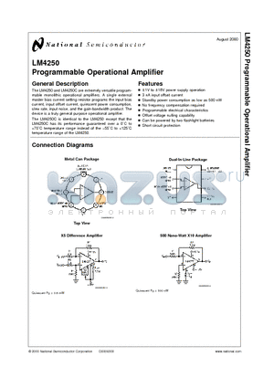 LM4250CM datasheet - Programmable Operational Amplifier