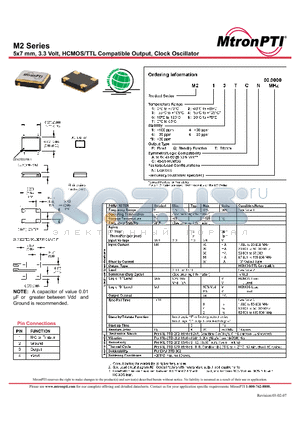 M216FCN datasheet - 5x7 mm, 3.3 Volt, HCMOS/TTL Compatible Output, Clock Oscillator