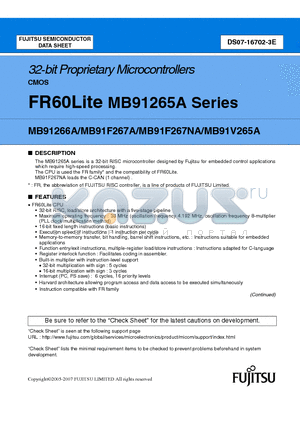 MB91F267NAPMC-GS datasheet - 32-bit Proprietary Microcontrollers