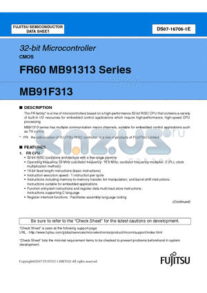 MB91F313 datasheet - 32-bit Microcontroller