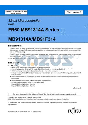 MB91F314 datasheet - 32-bit Microcontroller