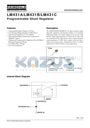 LM431A_11 datasheet - Programmable Shunt Regulator