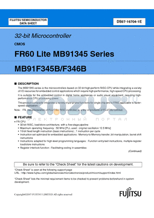 MB91F346B datasheet - 32-bit Microcontroller CMOS FR60 Lite MB91345 Series