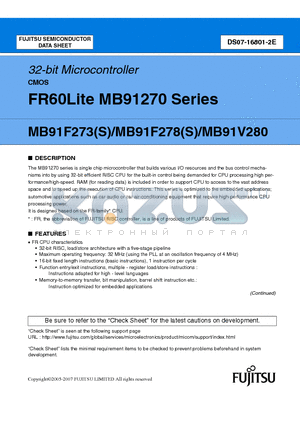 MB91F273 datasheet - 32-bit Microcontroller