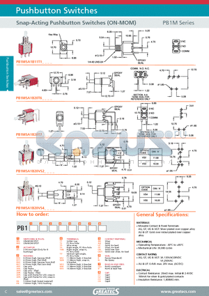 PB1MSA1B11T1AUEVC1 datasheet - Snap-Acting Pushbutton Switches (ON-MOM)