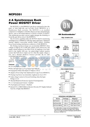 NCP5351 datasheet - 4 A Synchronous Buck Power MOSFET Driver
