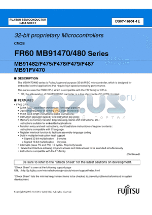 MB91F475BGL-GE1 datasheet - 32-bit proprietary Microcontrollers CMOS