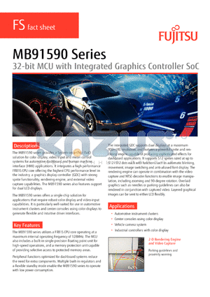MB91F596 datasheet - 32-bit MCU with Integrated Graphics Controller SoC