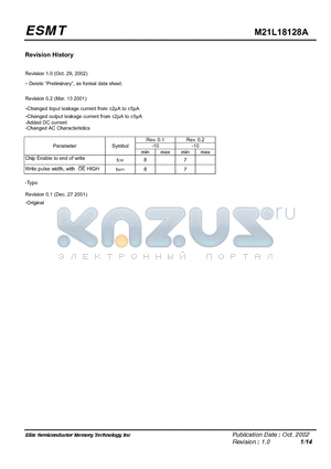 M21L18128A-8J datasheet - HIGH SPEED CMOS SRAM