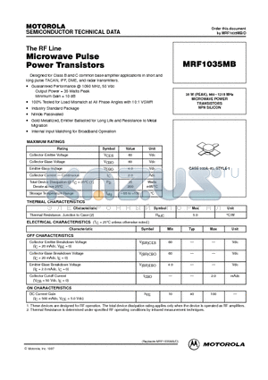 MRF1035 datasheet - MICROWAVE POWER TRANSISTORS