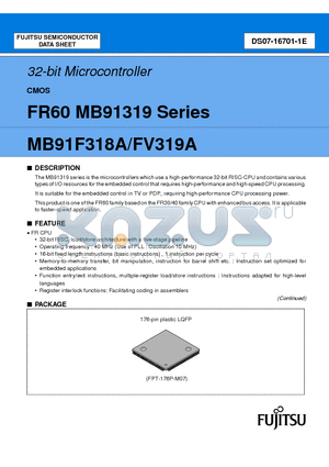 MB91FV319A datasheet - 32-bit Microcontroller