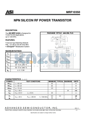 MRF10350 datasheet - NPN SILICON RF POWER TRANSISTOR