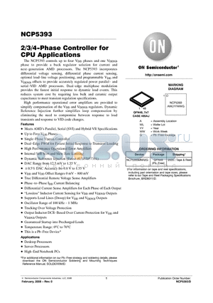 NCP5393 datasheet - 2/3/4-Phase Controller for CPU Applications
