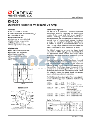 KH206AI datasheet - Overdrive-Protected Wideband Op Amp