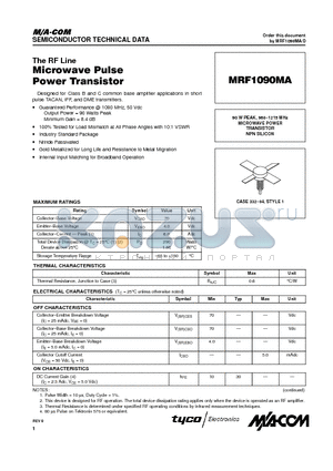 MRF1090MA datasheet - MICROWAVE POWER TRANSISTOR NPN SILICON