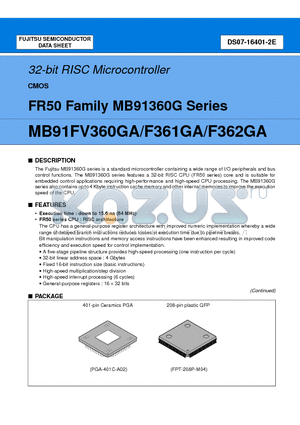 MB91FV360GACR datasheet - 32-bit RISC Microcontroller