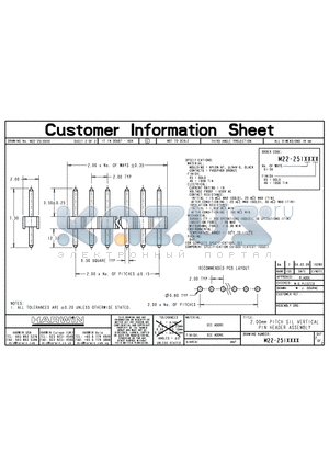 M22-2515046 datasheet - 2mm PITCH SIL VERTICAL PIN HEADER ASSEMBLY