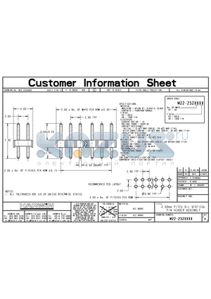 M22-2525046 datasheet - 2.00mm PITCH DIL VERTICAL PIN HEADER ASSEMBLY