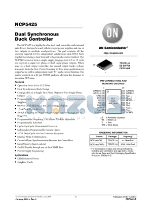 NCP5425 datasheet - Dual Synchronous  Buck Controller