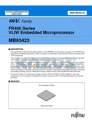 MB93423 datasheet - VLIW Embedded Microprocessor