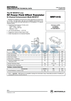 MRF141G datasheet - N-CHANNEL BROADBAND RF POWER MOSFET