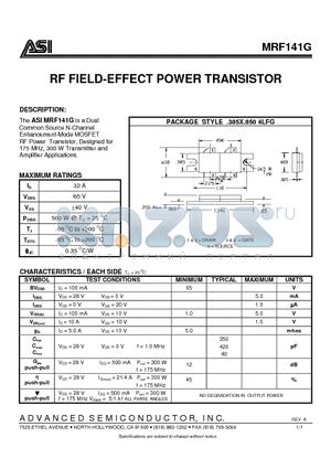 MRF141G datasheet - RF FIELD-EFFECT POWER TRANSISTOR