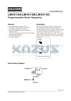 LM431SA datasheet - Programmable Shunt Regulator